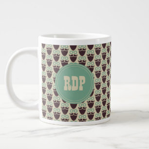 Custom Initials Beards & Eyeglasses Hipster Jumbo-Tasse