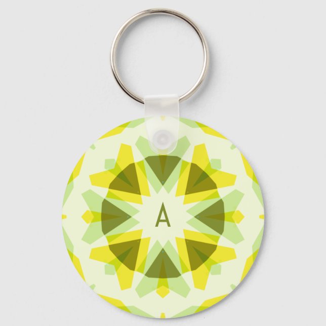 Custom Initials Bright Yellow Green Summer Star Schlüsselanhänger (Vorderseite)