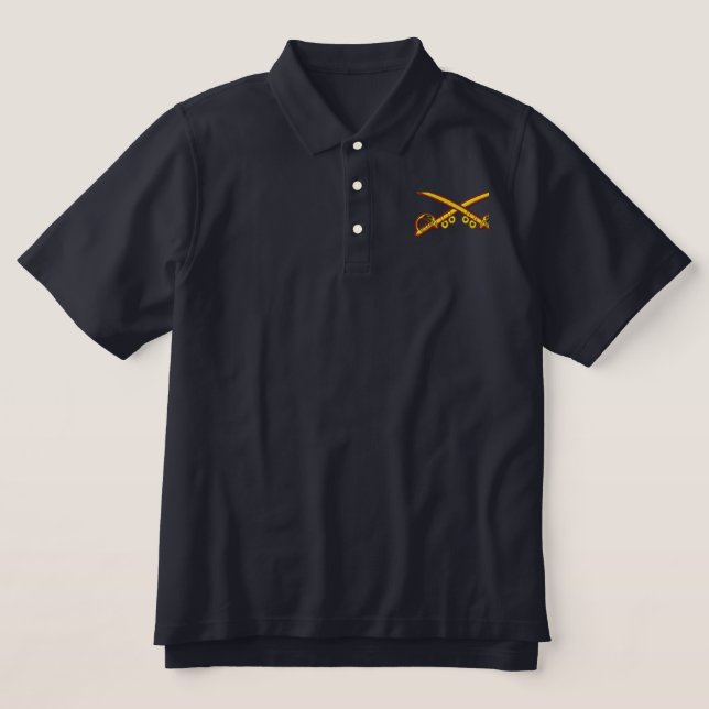 Custom Initials Cavalry Crossed Sabers Polo (Design Vorderseite)