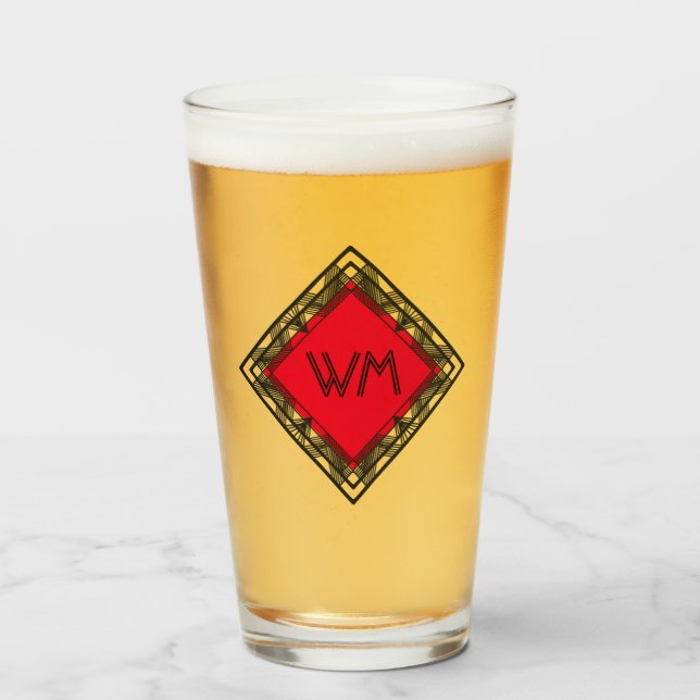 Custom Initials Elegant Manly Black Chic Deko Glas (Vorne (Gefüllt))