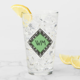 Custom Initials Elegant Manly Black Green Art Deco Glas