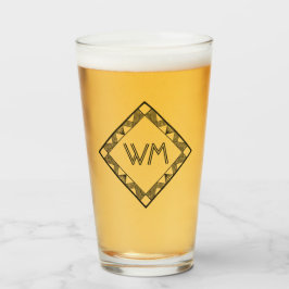 Custom Initials Elegante Manly Black Chic Art Deco Glas