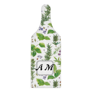 Custom initials Herbs seamless pattern Schneidebrett