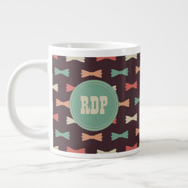 Custom Initials Muliticolor Bowties Hipster Jumbo-Tasse (Links)