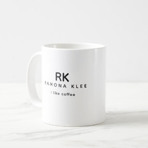 Custom Initials, Name und Slogan "I like coffee" Kaffeetasse