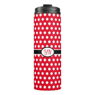 Custom Initials Polka Dot Thermal Tumbler Thermosbecher