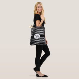 Custom initials Polka Dot Tote Bag Tasche