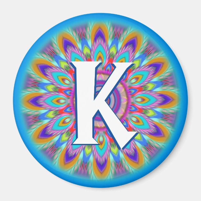 Custom initials psychedelische Kühlschrankmagnet B (Vorne)