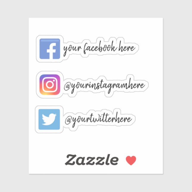 Custom Instagramm Facebook Twitter Social Media Aufkleber (Blatt)