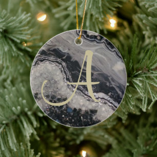 Custom Intial Christmas Geode Keramik Ornament