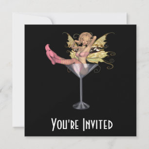 CUSTOM INVIERT - Rosa Martini Glas 3D Fairy Girl Einladung