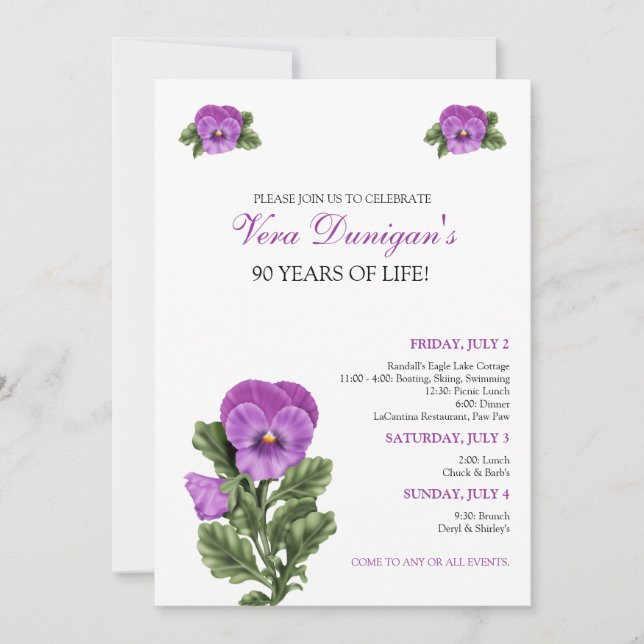 :custom: Invitation à la fête d'anniversaire de Pa (Devant)
