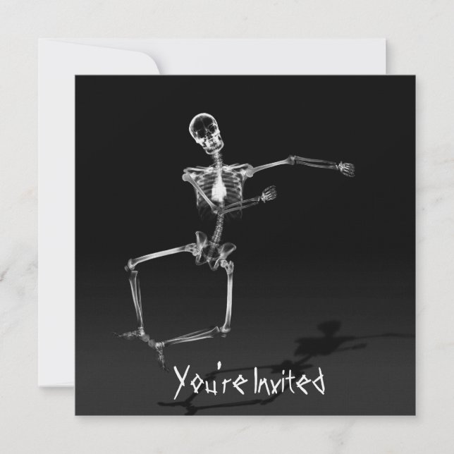 CUSTOM INVITES - X-Ray Skeleton Joy Leap - B&W Einladung (Vorderseite)