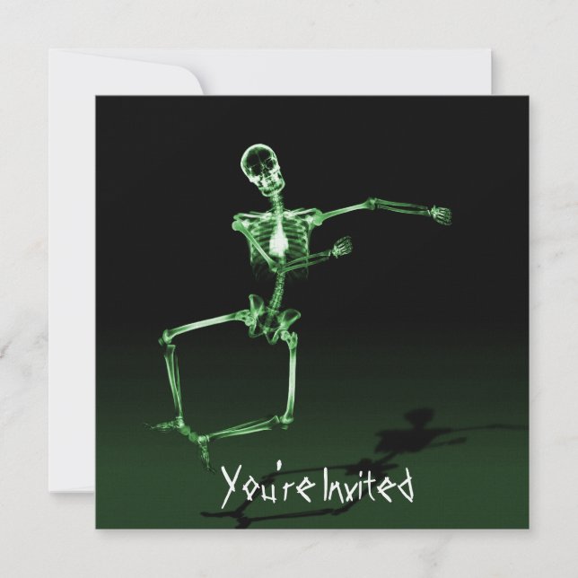 CUSTOM INVITES - X-Ray Skeleton Joy Leap - Green Einladung (Vorderseite)