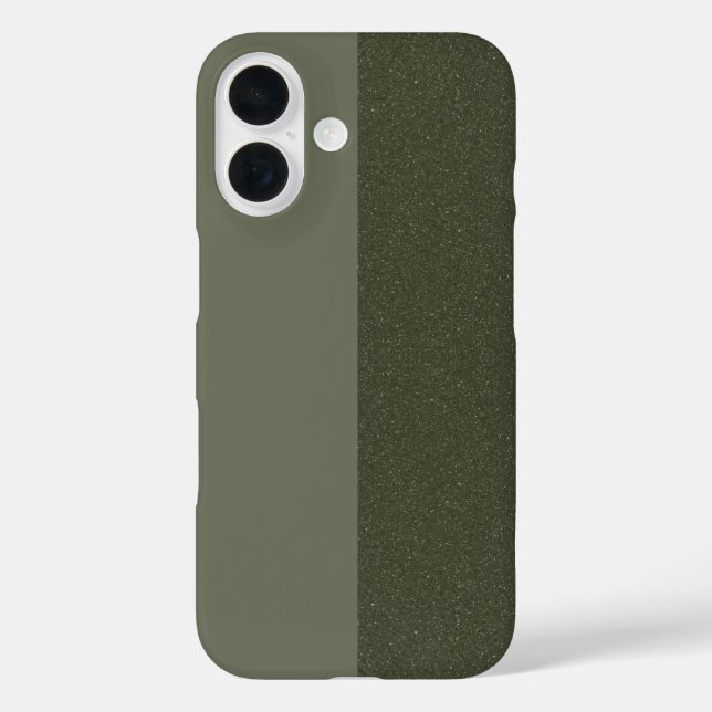 Custom iPhone 16 Case - Matte & Glitzer Moss Split (Rückseite)
