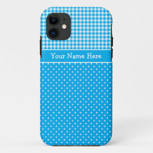 Custom iPhone 5 Fall, Blue White Polkas und Karo 11 Hülle