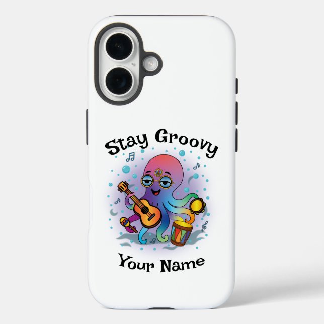 Custom iPhone Case | Retro Octopus | Name & Text (Rückseite)