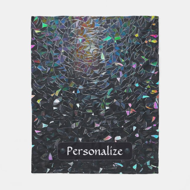 Custom Iridescent Abstract Stained Glass Pattern Fleecedecke (Vorderseite)