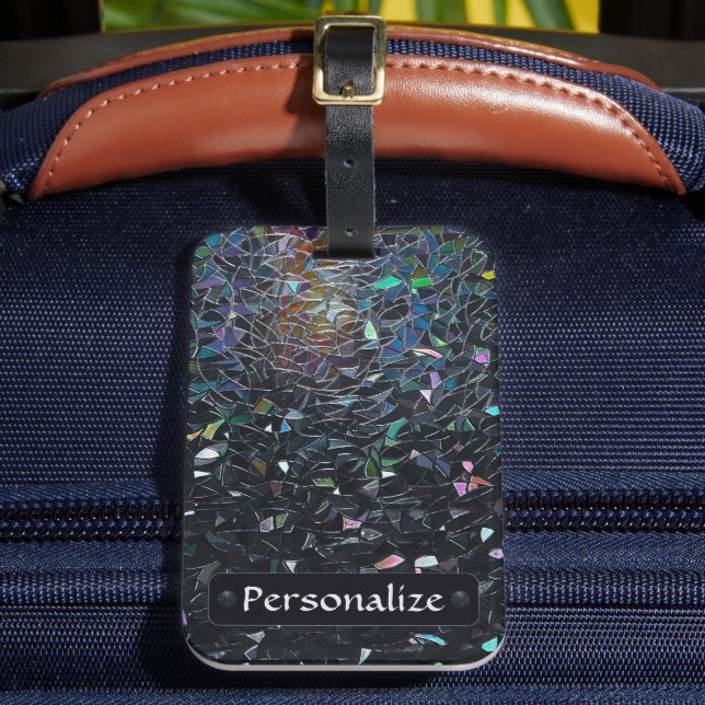 Custom Iridescent Abstract Stained Glass Pattern Gepäckanhänger (Vorderseite Insitu 2)