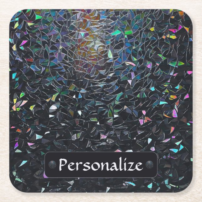 Custom Iridescent Abstract Stained Glass Pattern Rechteckiger Pappuntersetzer (Vorderseite)