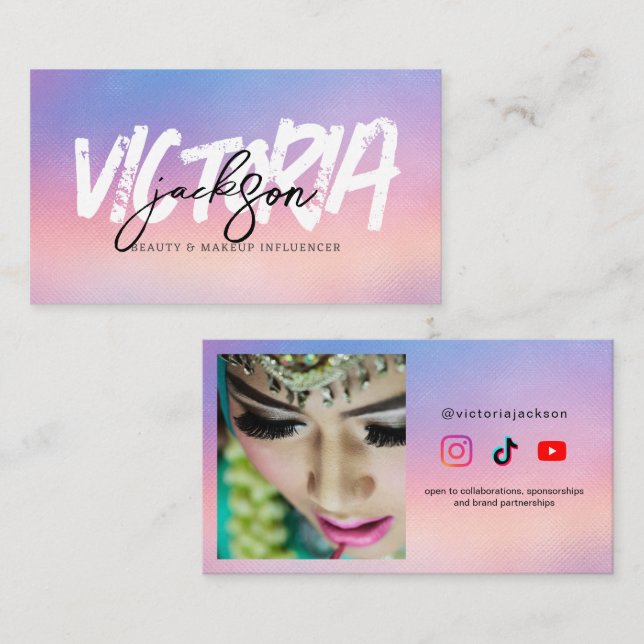 Custom Iridescent Beauty Makeuc Influencer Vlogger Visitenkarte (Vorne/Hinten)