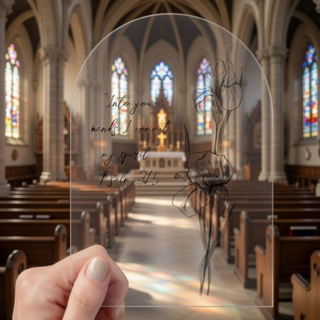 Custom Iris Arch Acrylic Memorial Card Acryleinladungen (Von Creator hochgeladen)