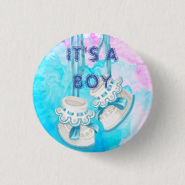 Custom IT is a BOY Baby Gender Reveal Party Button