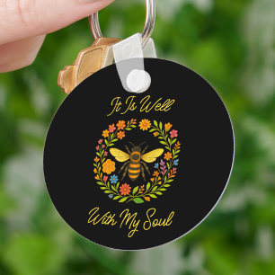 Custom "It is well with my Soul" Boho Honeybee Schlüsselanhänger