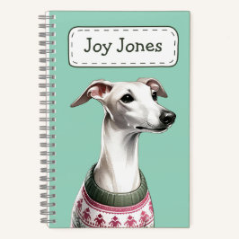 Custom Italian Greyhound Watercolor Xmas Sweater Notizbuch