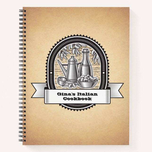 Custom Italian Themed Rezept Book, Kochbuch Notizbuch (Vorderseite)