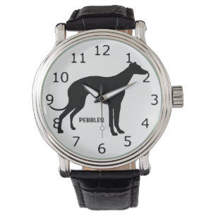 CUSTOM Italienische Grauhundhunde-Silhouette Armbanduhr