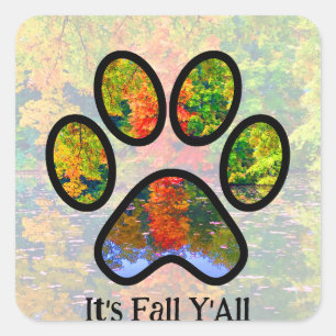 Custom It'all Paw Cat Dog Niedlich Foliage Quadratischer Aufkleber