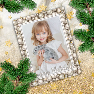 Custom Ivory Silver Gold Baubles Muster Urlaub Karte