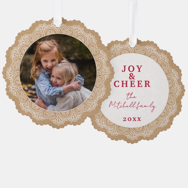 Custom Ivory White Mandala Wreath Ornament Karte (Vorderseite/Rückseite)