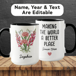 Custom January Birth Flower Mug - Carnation & Name