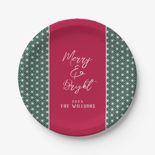 Custom Japandi Christmas Paper Plate – Asanoha  Pappteller (Vorderseite)