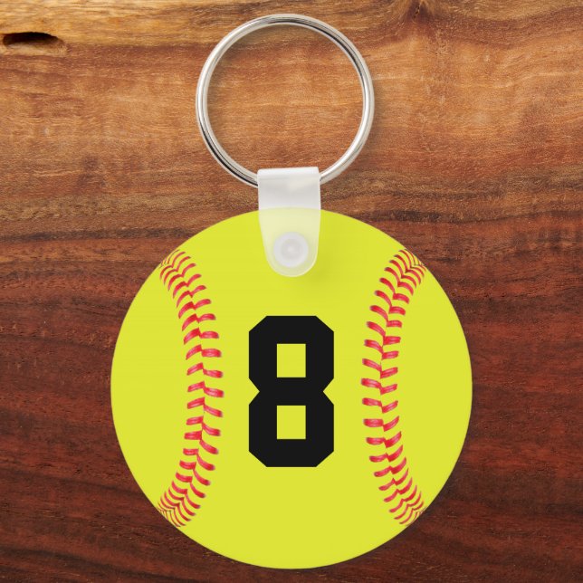 Custom Jersey Number Fastpech Softball Schlüsselan Schlüsselanhänger (Vorderseite)