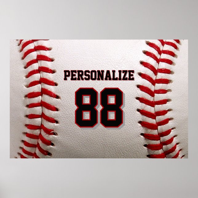 Custom Jersey Number & Name Baseball Player Design Poster (Vorne)