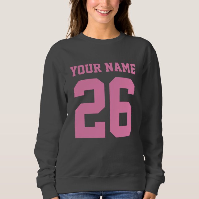 Custom jersey number pink grau Pullover für Frauen (Vorderseite)