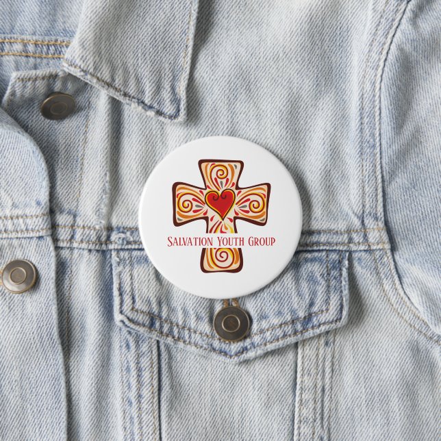 Custom Jesus Cross Button Button mit Herz (Beispiel)