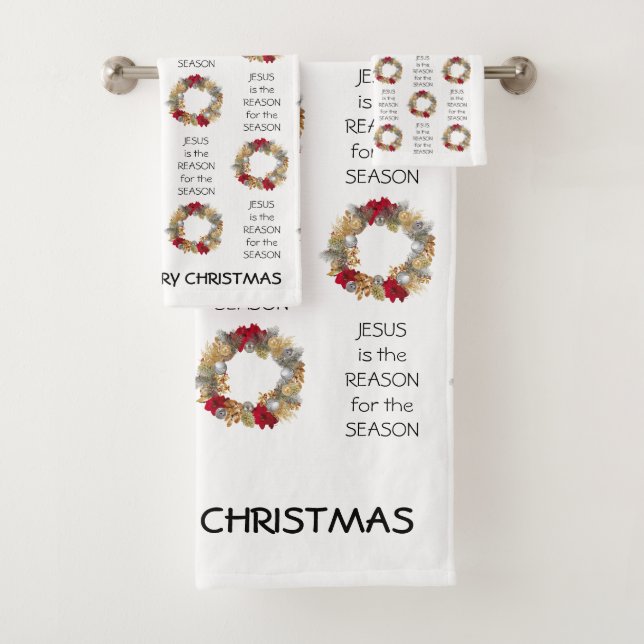 Custom JESUS IST DER GRUND FÜR Weihnachten Badhandtuch Set (Insitu)