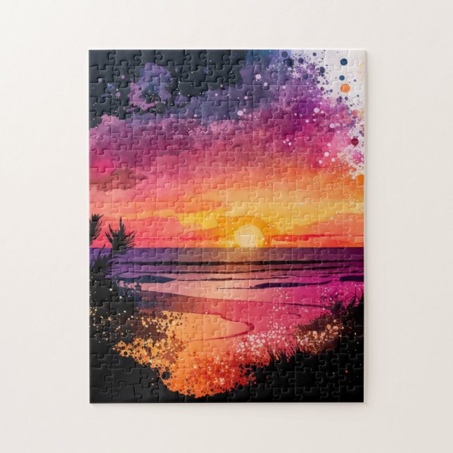 Custom Jigsaw Puzzle Watercolor Beach Sunset (Vertikal)