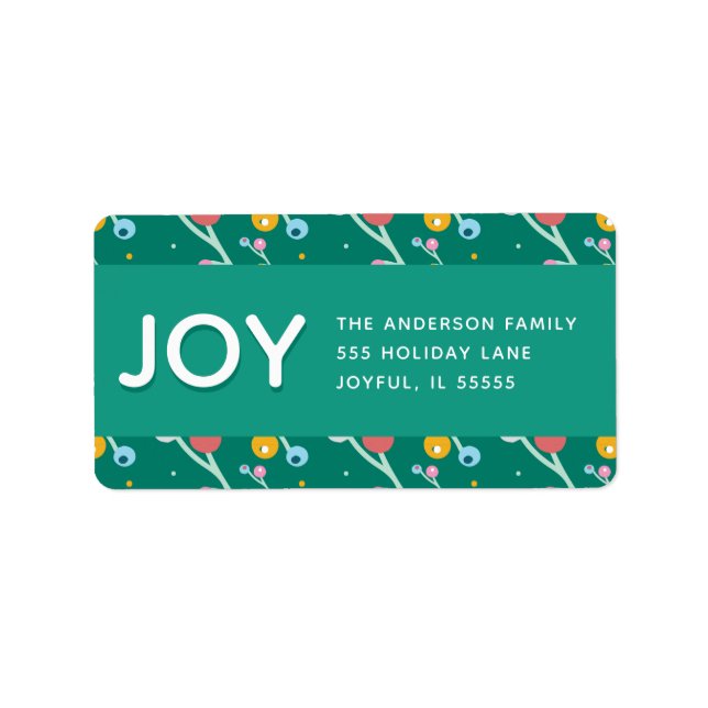 Custom Joliday Berries Green Moderne Adresse Adressaufkleber (Vorne)