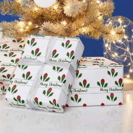 Custom Jolly Abstrakte Rote Rosen, Holly Holiday Geschenkpapier