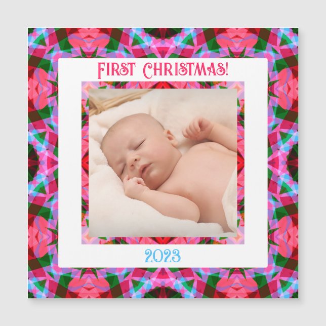 Custom Jolly Festive Christmas Foto Magnet Card (Vorderseite)