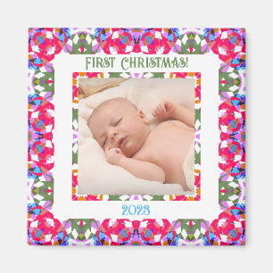 Custom Jolly Festive Christmas Foto Picture Frame Magnet