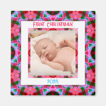 Custom Jolly Festive Christmas Pink Foto Picture
