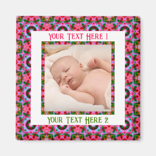 Custom Jolly First Christmas Pink Foto Gruß Magnet