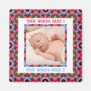 Custom Jolly First Christmas Pink Foto Gruß Magnet