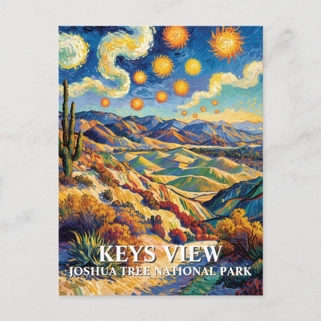 Custom Joshua Tree Keys View Van Gogh Landscape Postkarte (Vorderseite)